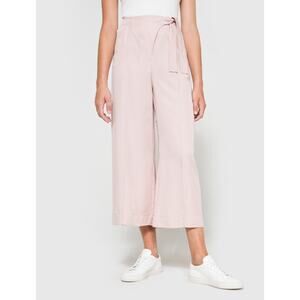 Stelen Wide Crop Leg Tencel High Rise Wrap Tie Pants Pink Women's Large Trouser